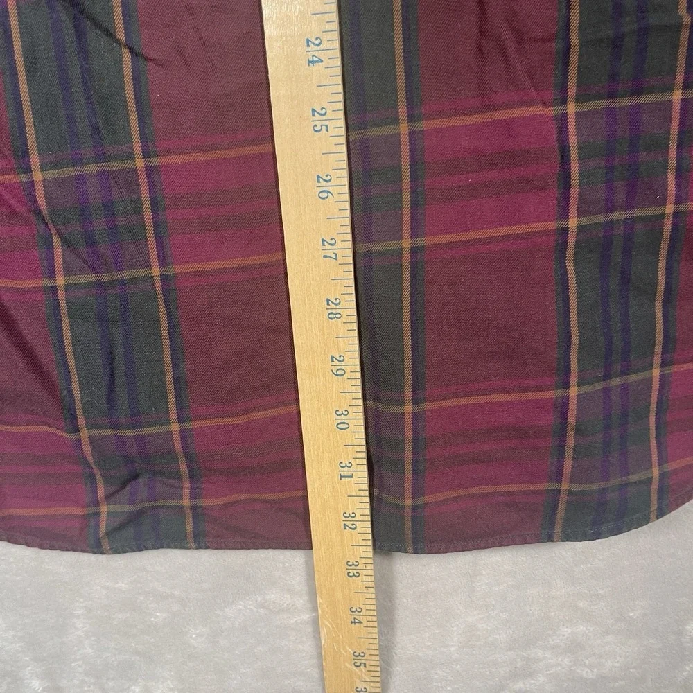 Polo Ralph Lauren Vintage ButtonDown Men's L Tartan Plaid‎ Cotton Burgundy